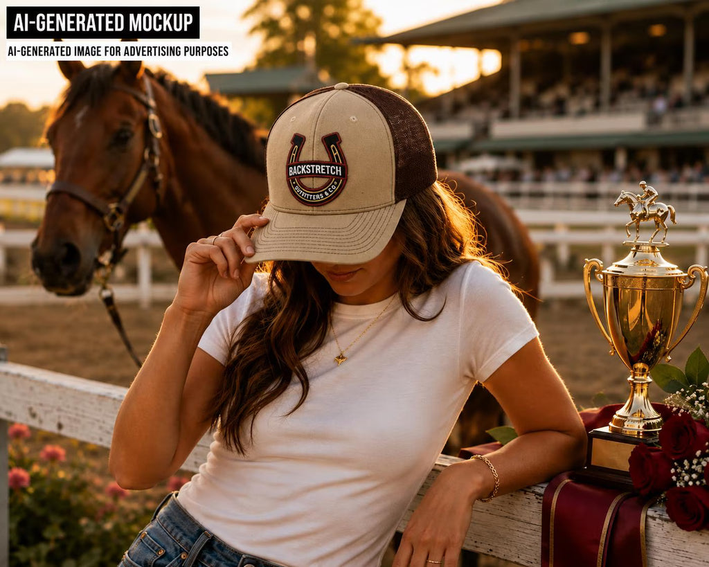 Horseshoe Trucker Hat, Equestrian Hat, Horse Lover Gift, Western Snapback, Horse Racing Cap, Country Lifestyle Hat, Mesh Back Hat