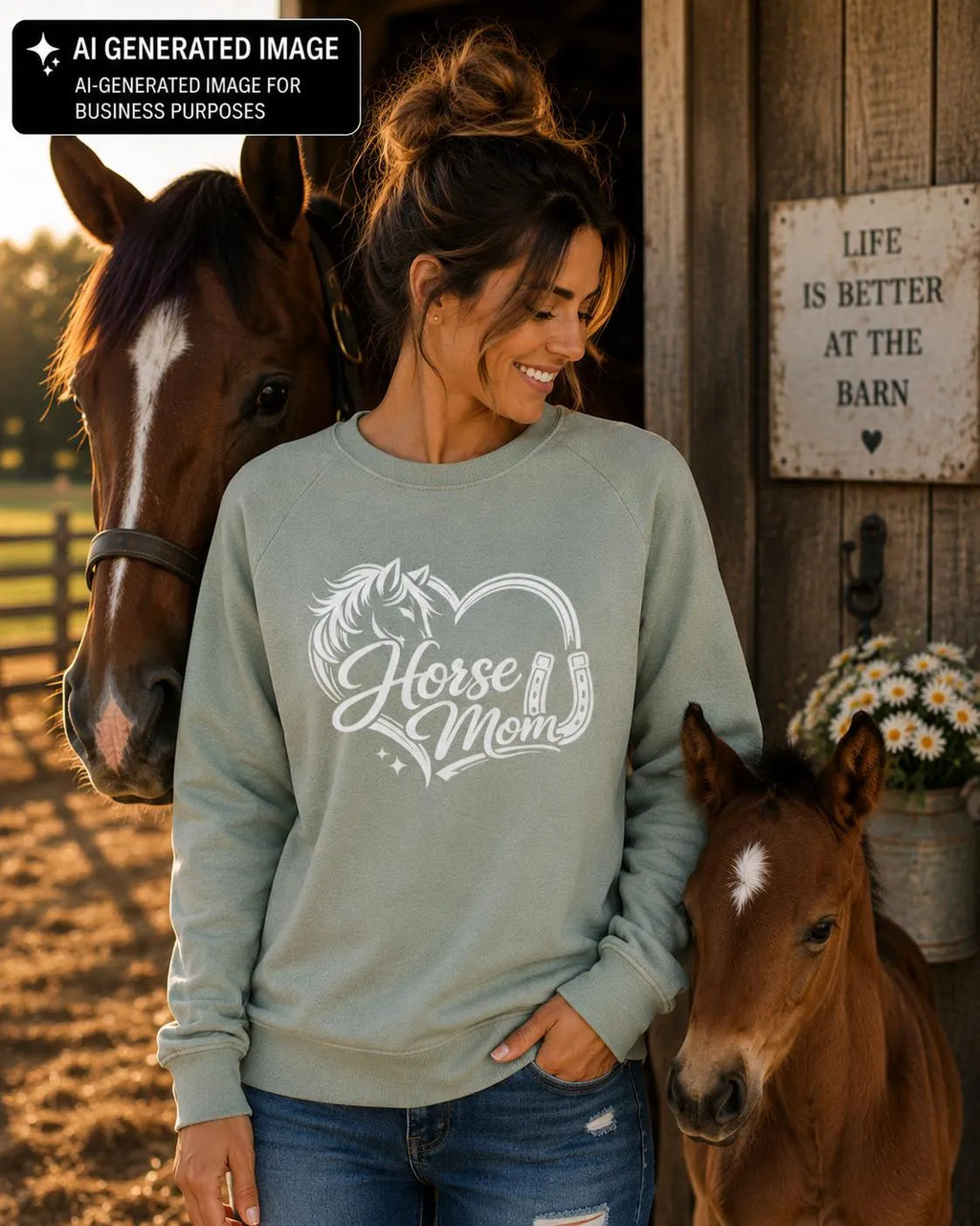 Horse Mom Sweatshirt | Equestrian Crewneck | Horse Lover Gift for Mom | Horse Riding Sweatshirt | Western Horse Mom Pullover | Barn Mom