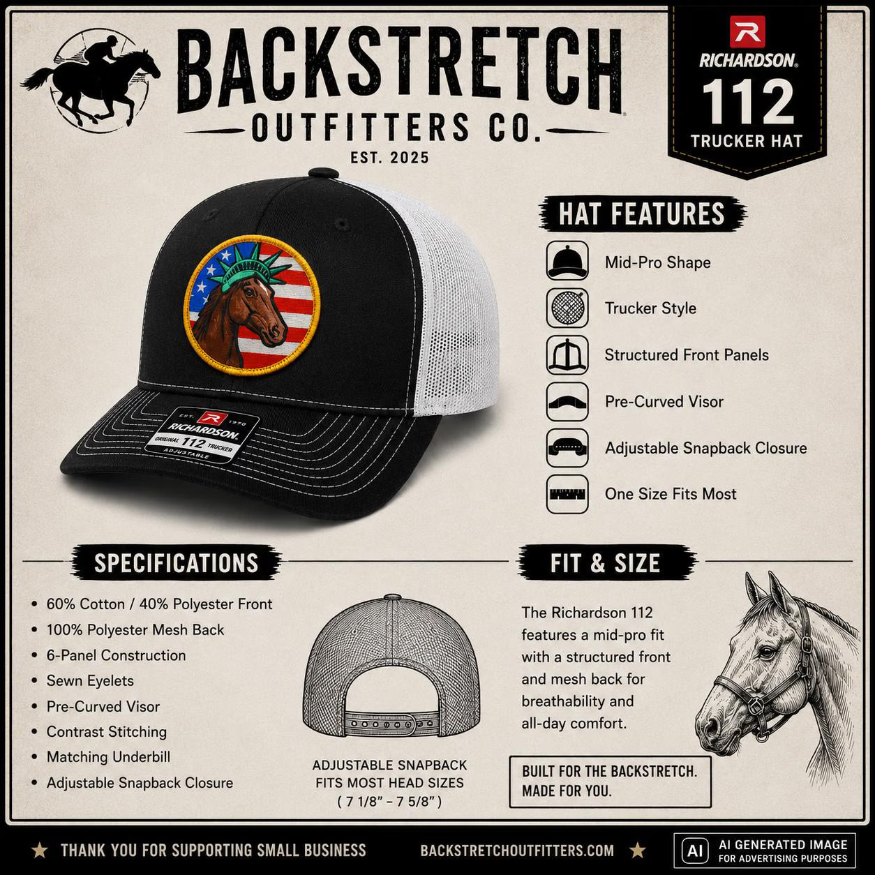 Unstable Horse Leather Patch Trucker Hat | Funny Horse Racing Hat