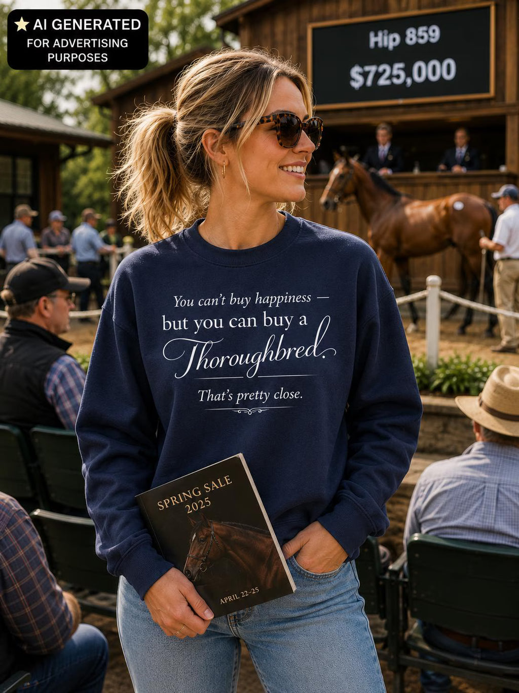 Thoroughbred Sweatshirt | Horse Lover Gift | You Can't Buy Happiness But You Can Buy a Thoroughbred | Women's Equestrian Crewneck