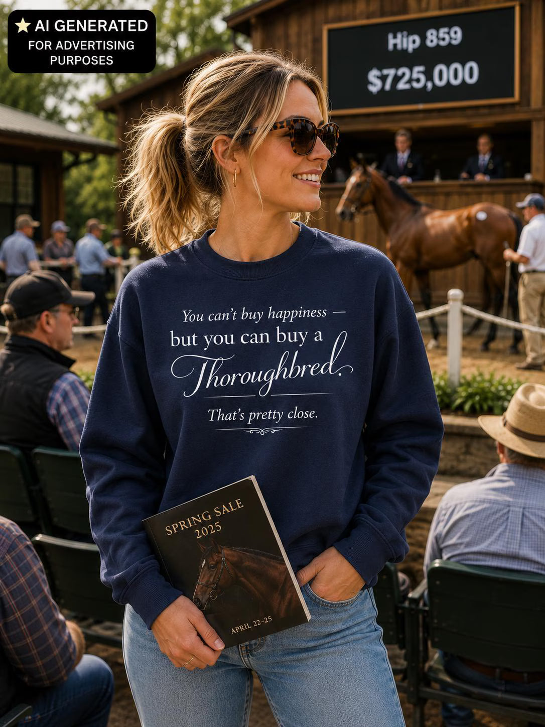 Thoroughbred Sweatshirt | Horse Lover Gift | You Can't Buy Happiness But You Can Buy a Thoroughbred | Women's Equestrian Crewneck