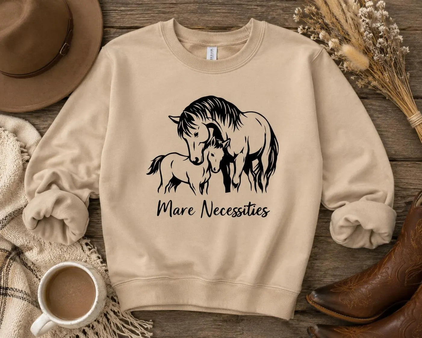 Horse Lover Sweatshirt, Horse Mom Gift, Equestrian Crewneck, Mare and Foal Sweatshirt, Western Cowgirl Sweater, Country Girl Gift