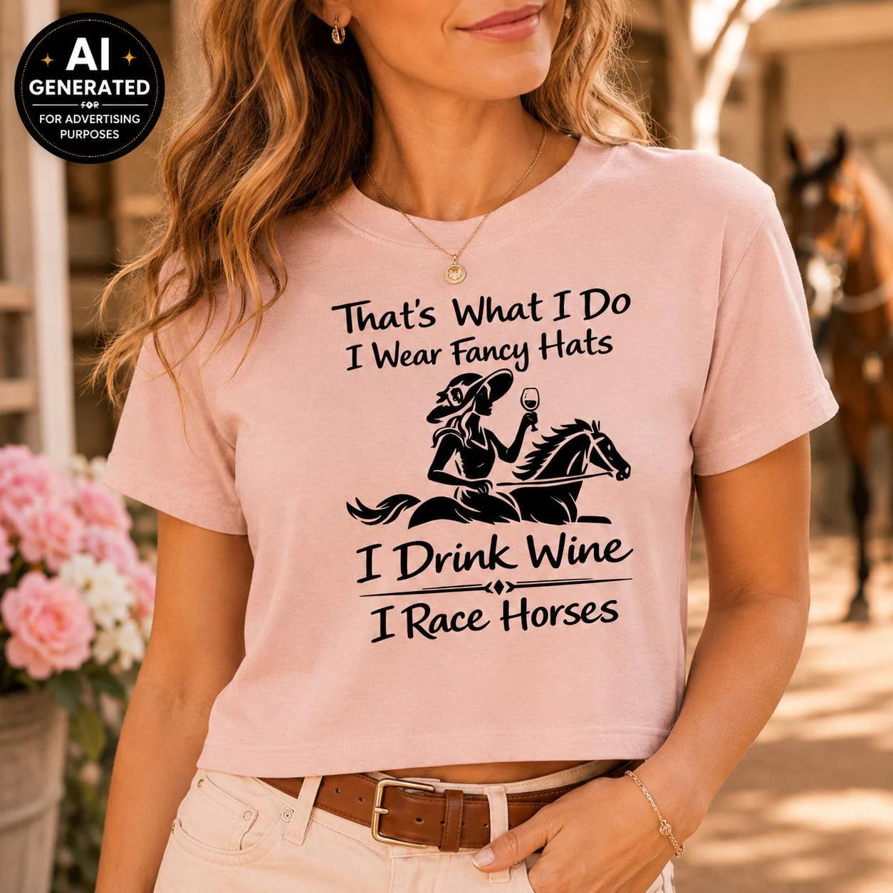 Fancy Hats Wine and Race Horses Shirt, Funny Horse Racing Tee, Derby Day Shirt for Women, Wine Lover Equestrian Gift