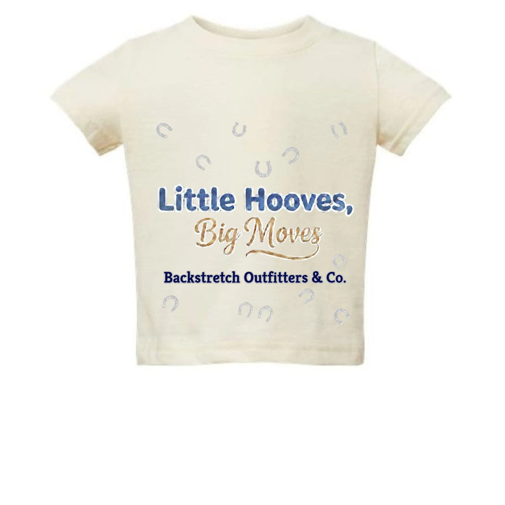 Little Hooves, Big Moves Kids Horse Racing T-Shirt | Cute Equestrian Youth Tee | Backstretch Outfitters & Co.