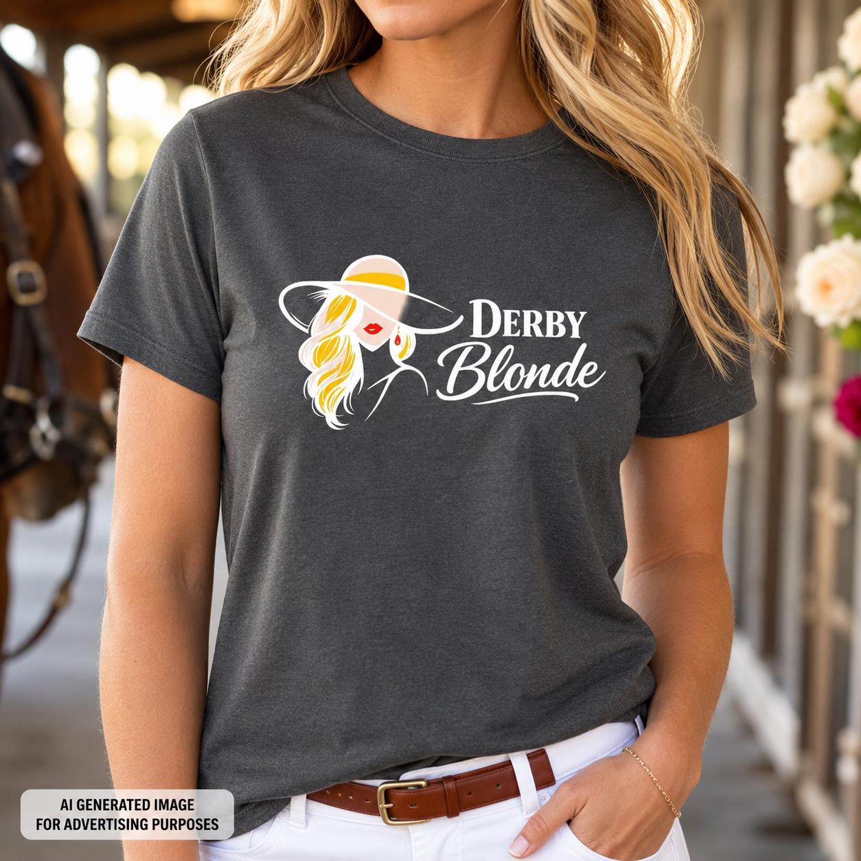 Derby Blonde Shirt, Women’s Derby Day Tee, Derby Outfit, Horse Racing Shirt, Race Day Gift for Women