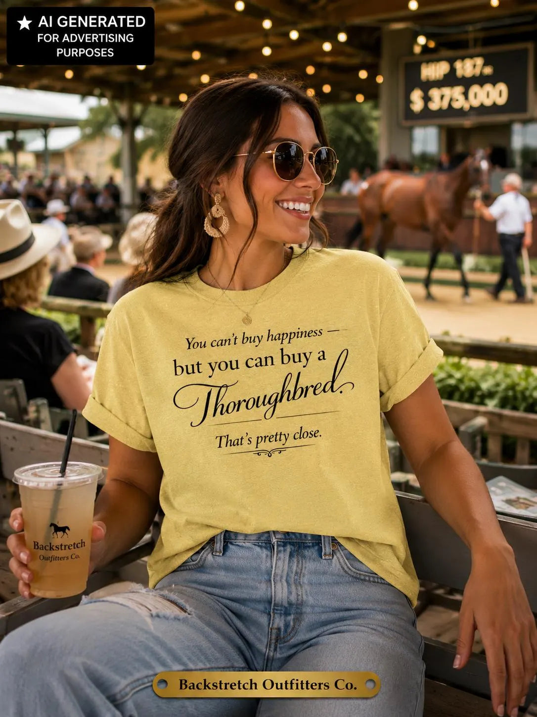 You Can’t Buy Happiness but You Can Buy a Thoroughbred Shirt, Funny Horse Racing Tee, Women’s Equestrian Gift, Race Day Top
