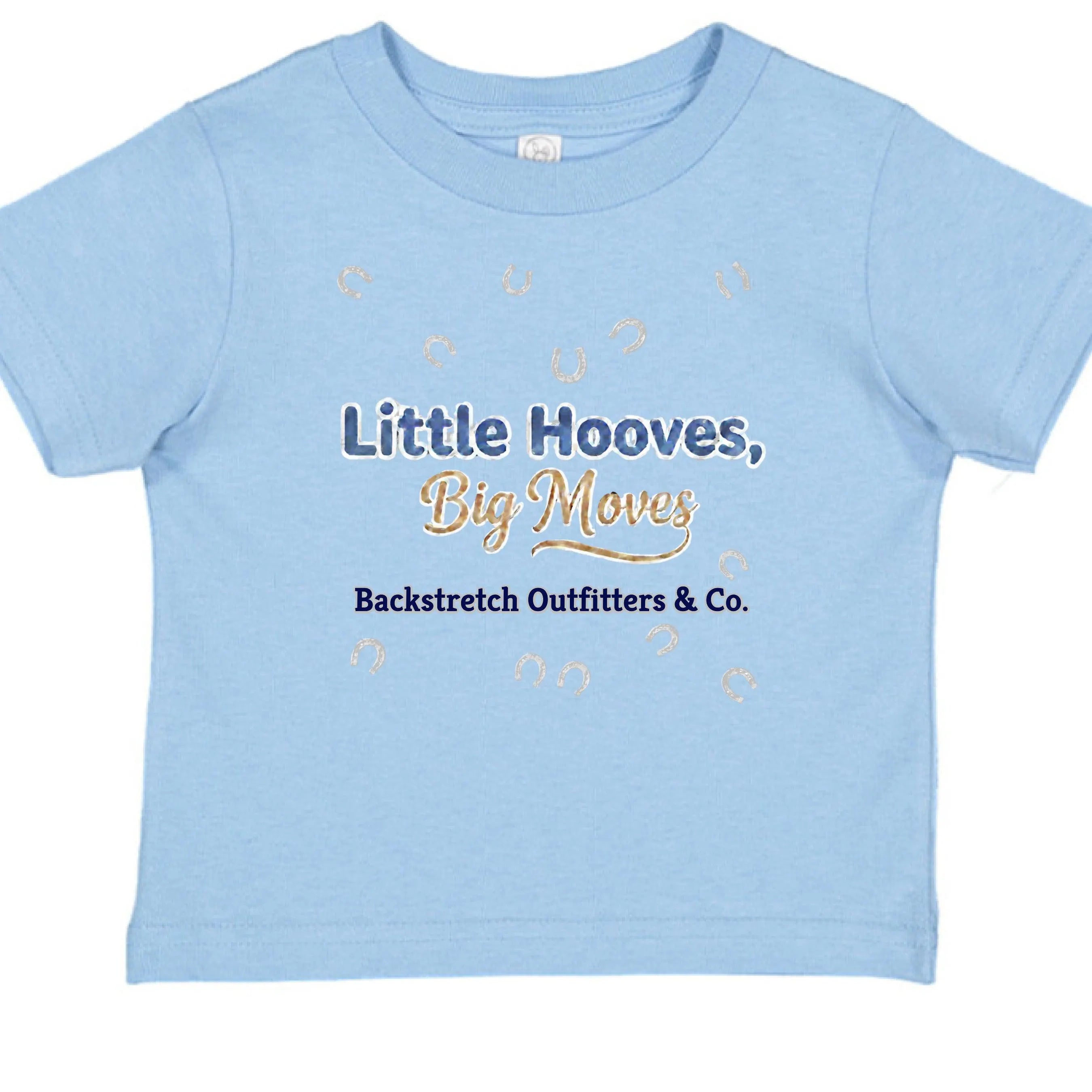 Little Hooves, Big Moves Kids Horse Racing T-Shirt | Cute Equestrian Youth Tee | Backstretch Outfitters & Co.