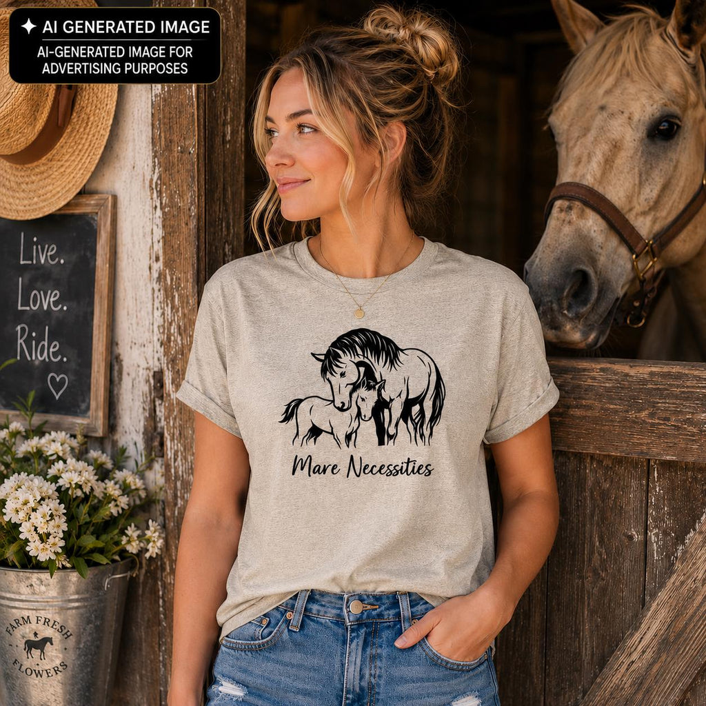 Mare Necessities Horse Shirt, Mare & Foal T-Shirt, Horse Lover Tee, Equestrian Graphic Shirt, Horse Mom Gift, Barn Life Apparel