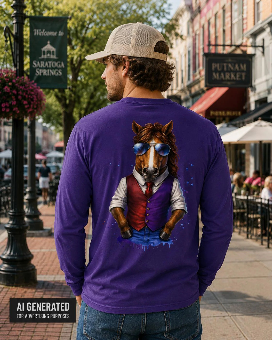 Cool Horse Long Sleeve Shirt, Equestrian Graphic Tee, Horse in Sunglasses Shirt, Horse Lover Gift, Western Racing Apparel