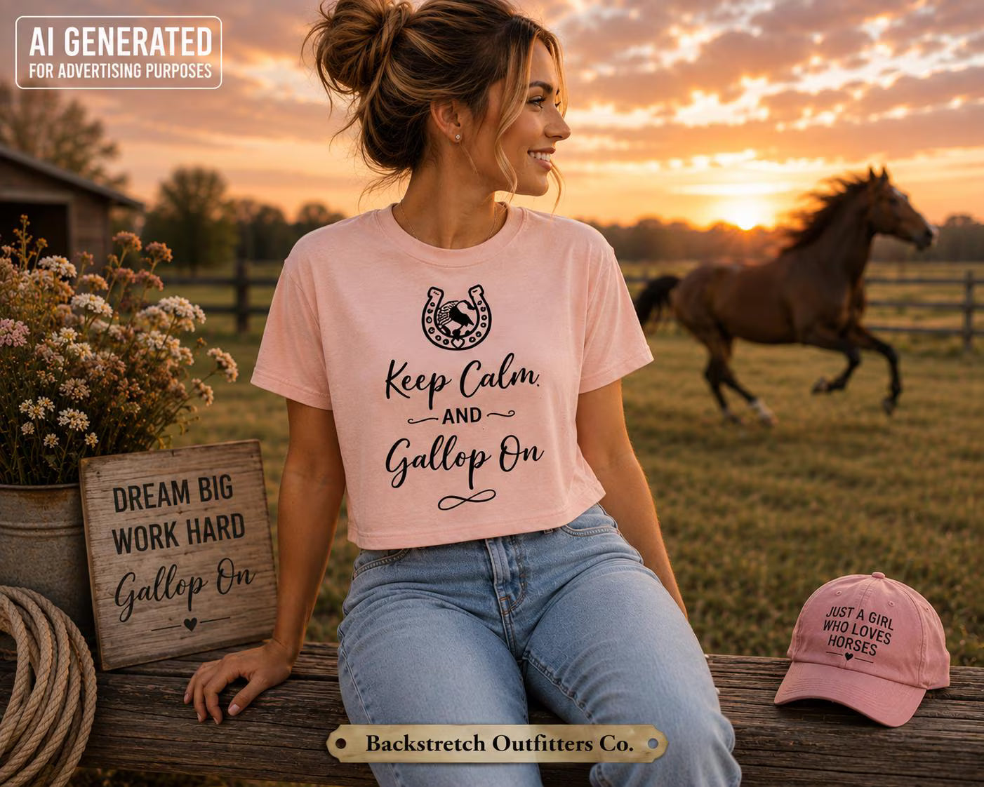 Keep Calm Gallop On Horse Shirt, Women’s Equestrian Graphic Tee, Horseshoe Riding Shirt, Horse Lover Gift for Her